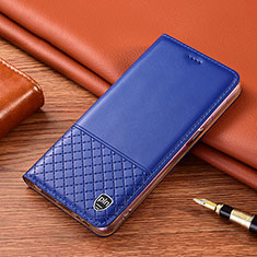 Leather Case Stands Flip Cover Holder H07P for Vivo V27e 5G Blue