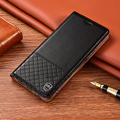 Leather Case Stands Flip Cover Holder H07P for Vivo Y33e 5G Black