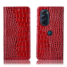 Leather Case Stands Flip Cover Holder H08P for Motorola Moto Edge Plus (2022) 5G Red