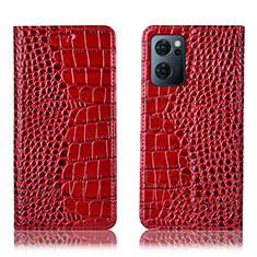 Leather Case Stands Flip Cover Holder H08P for OnePlus Nord CE 2 5G Red