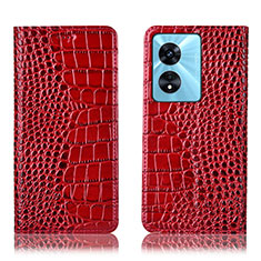 Leather Case Stands Flip Cover Holder H08P for Oppo A1x 5G Red
