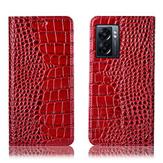 Leather Case Stands Flip Cover Holder H08P for Oppo A77 5G Red