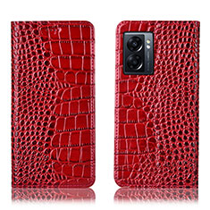 Leather Case Stands Flip Cover Holder H08P for Oppo K10 5G India Red