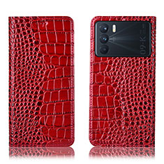 Leather Case Stands Flip Cover Holder H08P for Oppo K9 Pro 5G Red