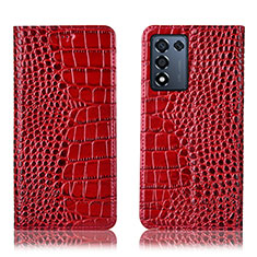 Leather Case Stands Flip Cover Holder H08P for Realme Q3t 5G Red