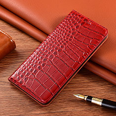 Leather Case Stands Flip Cover Holder H08P for Samsung Galaxy S23 5G Red