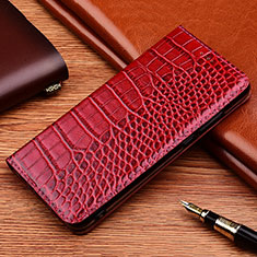 Leather Case Stands Flip Cover Holder H08P for Vivo V27 5G Red