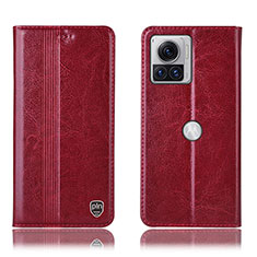 Leather Case Stands Flip Cover Holder H09P for Motorola Moto Edge 30 Ultra 5G Red