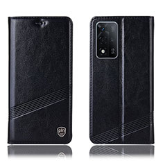 Leather Case Stands Flip Cover Holder H09P for Oppo A93s 5G Black