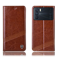 Leather Case Stands Flip Cover Holder H09P for Oppo K9 Pro 5G Light Brown