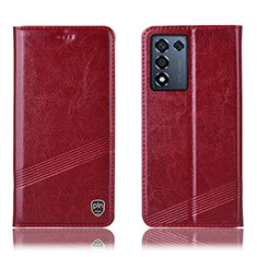 Leather Case Stands Flip Cover Holder H09P for Realme Q3s 5G Red