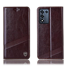 Leather Case Stands Flip Cover Holder H09P for Realme Q3t 5G Brown