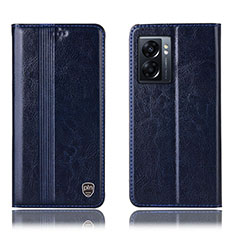 Leather Case Stands Flip Cover Holder H09P for Realme V23 5G Blue