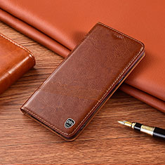 Leather Case Stands Flip Cover Holder H09P for Xiaomi Black Shark 4 5G Light Brown