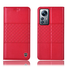 Leather Case Stands Flip Cover Holder H09P for Xiaomi Mi 12 Lite 5G Red