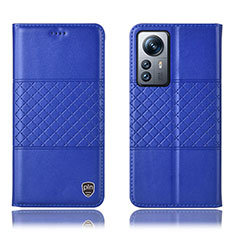 Leather Case Stands Flip Cover Holder H09P for Xiaomi Mi 12 Pro 5G Blue