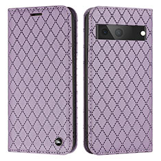 Leather Case Stands Flip Cover Holder H09X for Google Pixel 7 5G Purple