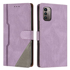 Leather Case Stands Flip Cover Holder H09X for Nokia G11 Purple