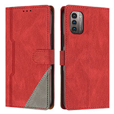 Leather Case Stands Flip Cover Holder H09X for Nokia G11 Red