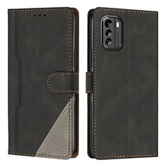 Leather Case Stands Flip Cover Holder H09X for Nokia G60 5G Black