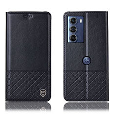 Leather Case Stands Flip Cover Holder H10P for Motorola Moto Edge S30 5G Black