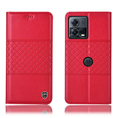 Leather Case Stands Flip Cover Holder H10P for Motorola Moto Edge S30 Pro 5G Red