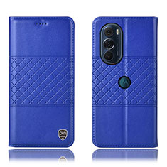 Leather Case Stands Flip Cover Holder H10P for Motorola Moto Edge X30 5G Blue