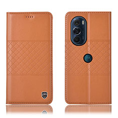 Leather Case Stands Flip Cover Holder H10P for Motorola Moto Edge X30 5G Orange