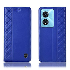 Leather Case Stands Flip Cover Holder H10P for Oppo A1 5G Blue