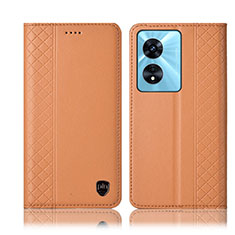 Leather Case Stands Flip Cover Holder H10P for Oppo A1 5G Orange