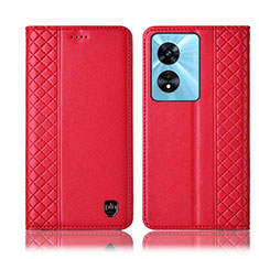 Leather Case Stands Flip Cover Holder H10P for Oppo A18 Red