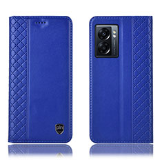 Leather Case Stands Flip Cover Holder H10P for Oppo A57 5G Blue