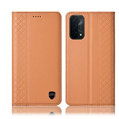 Leather Case Stands Flip Cover Holder H10P for Oppo A93 5G Orange