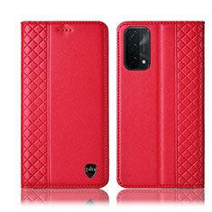 Leather Case Stands Flip Cover Holder H10P for Oppo A93 5G Red