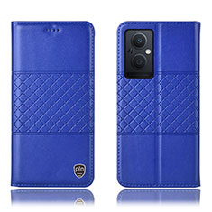 Leather Case Stands Flip Cover Holder H10P for Oppo A96 5G Blue