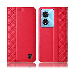 Leather Case Stands Flip Cover Holder H10P for Oppo F23 5G Red