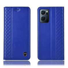 Leather Case Stands Flip Cover Holder H10P for Oppo Find X5 Lite 5G Blue