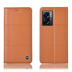 Leather Case Stands Flip Cover Holder H10P for Oppo K10 5G India Orange