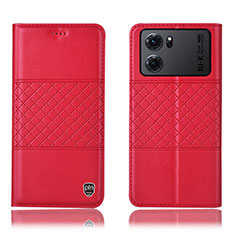 Leather Case Stands Flip Cover Holder H10P for Oppo K10 5G Red