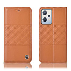 Leather Case Stands Flip Cover Holder H10P for Oppo K10X 5G Orange