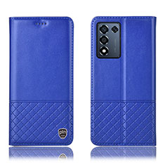 Leather Case Stands Flip Cover Holder H10P for Realme Q3s 5G Blue