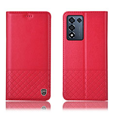 Leather Case Stands Flip Cover Holder H10P for Realme Q3s 5G Red