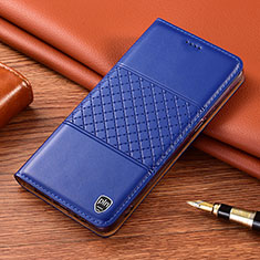 Leather Case Stands Flip Cover Holder H10P for Samsung Galaxy S22 Plus 5G Blue