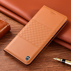 Leather Case Stands Flip Cover Holder H10P for Samsung Galaxy S24 Plus 5G Orange