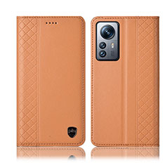 Leather Case Stands Flip Cover Holder H10P for Xiaomi Mi 12 5G Orange