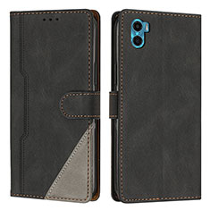 Leather Case Stands Flip Cover Holder H10X for Motorola Moto E32 India Black