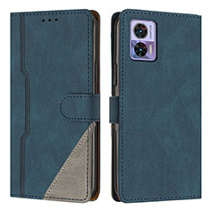 Leather Case Stands Flip Cover Holder H10X for Motorola Moto Edge 30 Lite 5G Blue