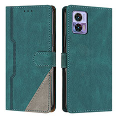 Leather Case Stands Flip Cover Holder H10X for Motorola Moto Edge 30 Neo 5G Green