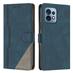 Leather Case Stands Flip Cover Holder H10X for Motorola Moto Edge 40 Pro 5G Blue