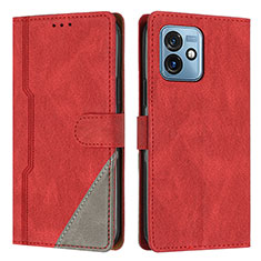 Leather Case Stands Flip Cover Holder H10X for Motorola Moto G 5G (2023) Red